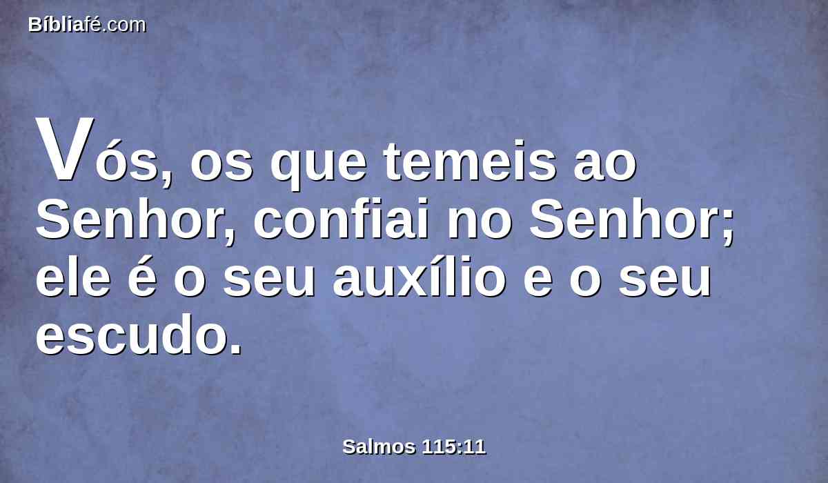 Vós, os que temeis ao Senhor, confiai no Senhor; ele é o seu auxílio e o seu escudo.