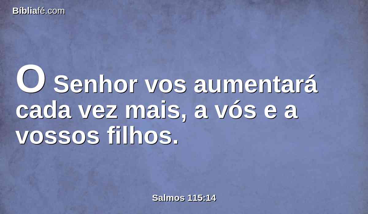 O Senhor vos aumentará cada vez mais, a vós e a vossos filhos.