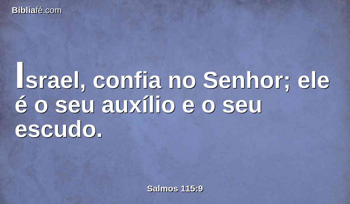 Israel, confia no Senhor; ele é o seu auxílio e o seu escudo.