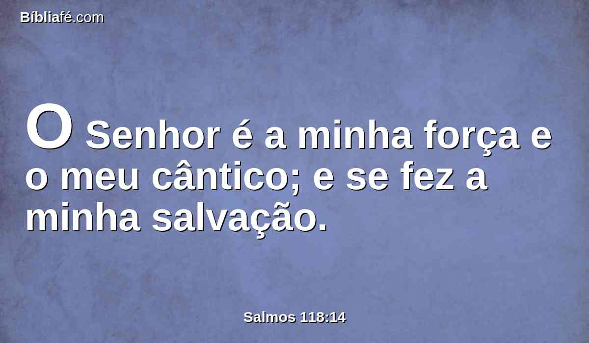 O Senhor é a minha força e o meu cântico; e se fez a minha salvação.