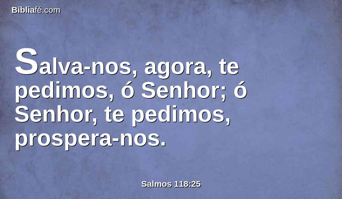 Salva-nos, agora, te pedimos, ó Senhor; ó Senhor, te pedimos, prospera-nos.