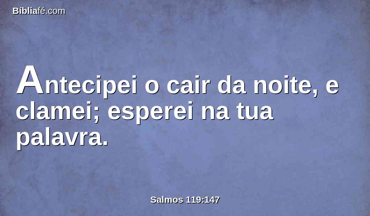 Antecipei o cair da noite, e clamei; esperei na tua palavra.