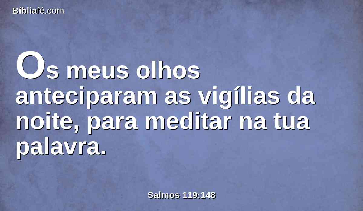 Os meus olhos anteciparam as vigílias da noite, para meditar na tua palavra.