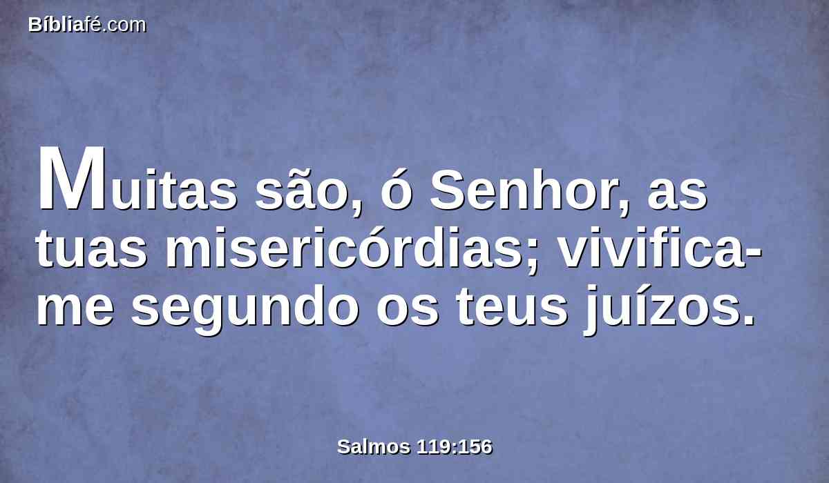 Muitas são, ó Senhor, as tuas misericórdias; vivifica-me segundo os teus juízos.