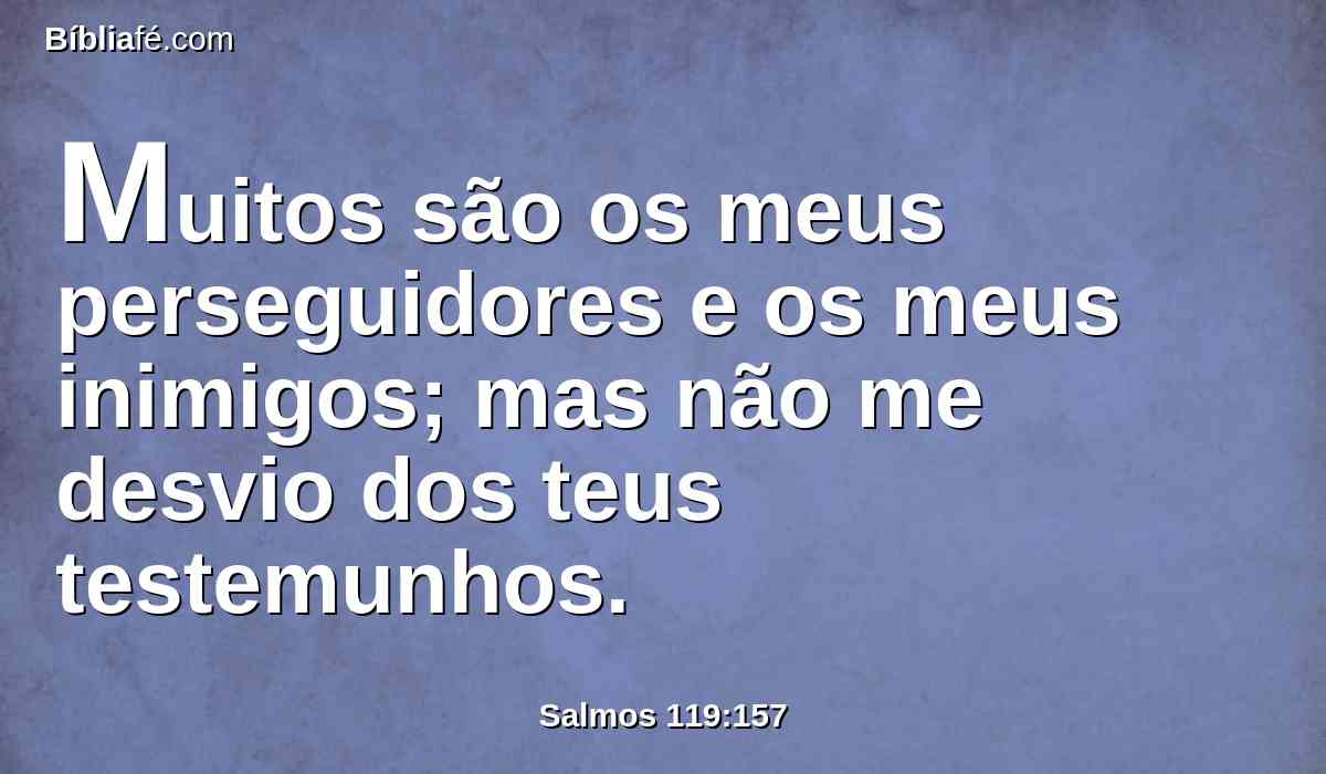 Muitos são os meus perseguidores e os meus inimigos; mas não me desvio dos teus testemunhos.