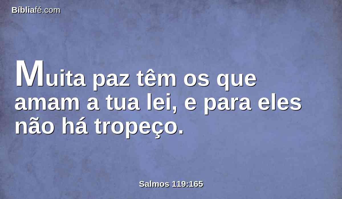 Muita paz têm os que amam a tua lei, e para eles não há tropeço.