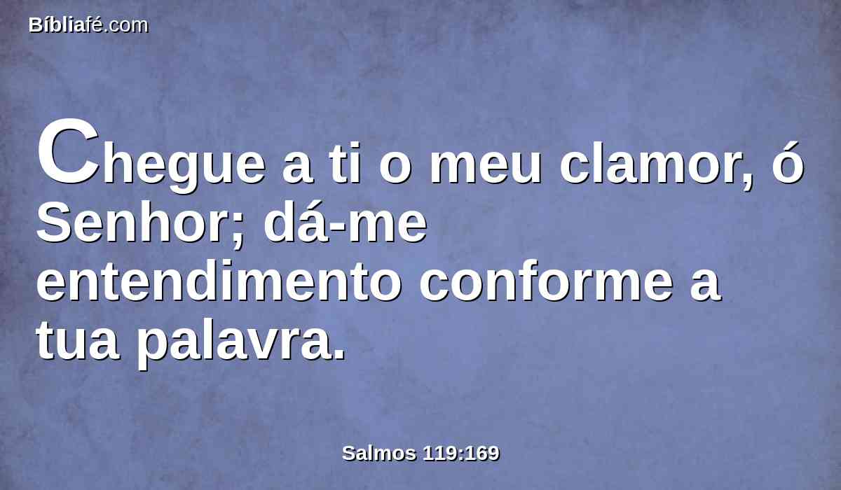 Chegue a ti o meu clamor, ó Senhor; dá-me entendimento conforme a tua palavra.