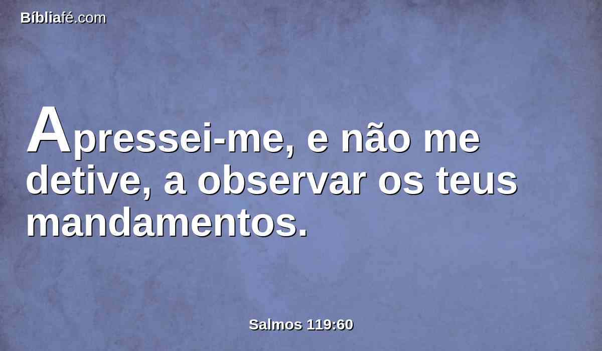 Apressei-me, e não me detive, a observar os teus mandamentos.