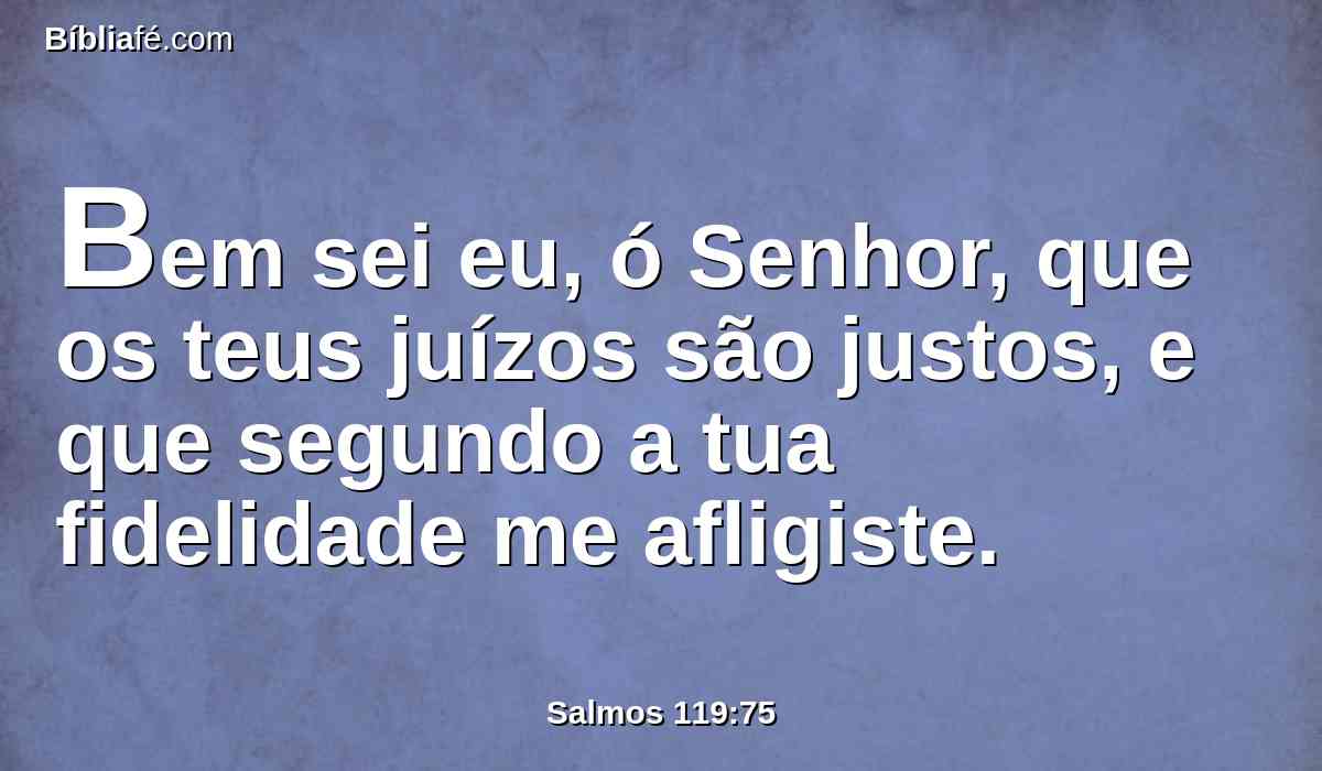 Bem sei eu, ó Senhor, que os teus juízos são justos, e que segundo a tua fidelidade me afligiste.