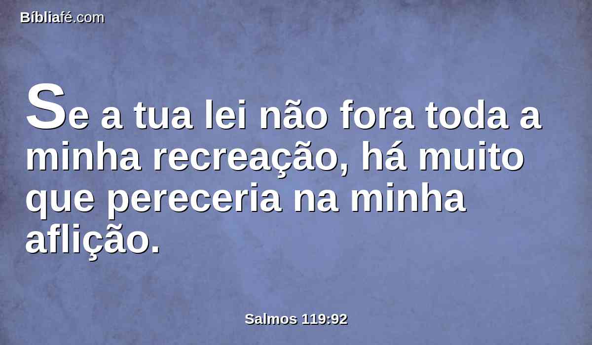 Se a tua lei não fora toda a minha recreação, há muito que pereceria na minha aflição.