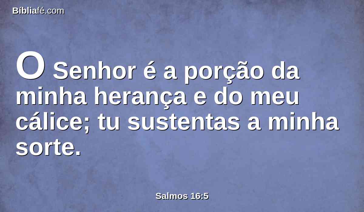 O Senhor é a porção da minha herança e do meu cálice; tu sustentas a minha sorte.