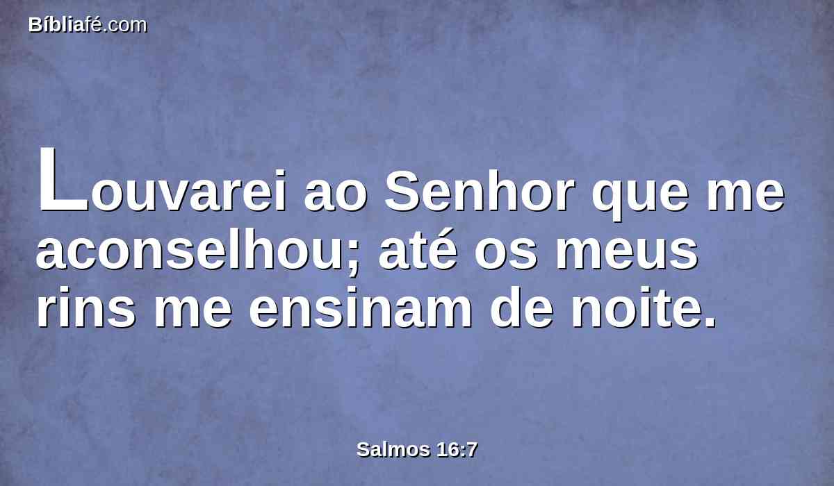 Louvarei ao Senhor que me aconselhou; até os meus rins me ensinam de noite.