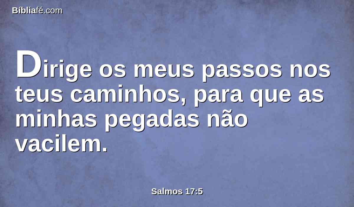 Dirige os meus passos nos teus caminhos, para que as minhas pegadas não vacilem.