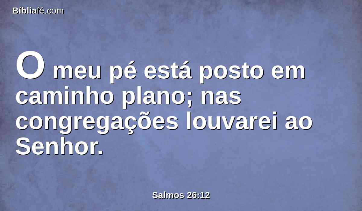 O meu pé está posto em caminho plano; nas congregações louvarei ao Senhor.