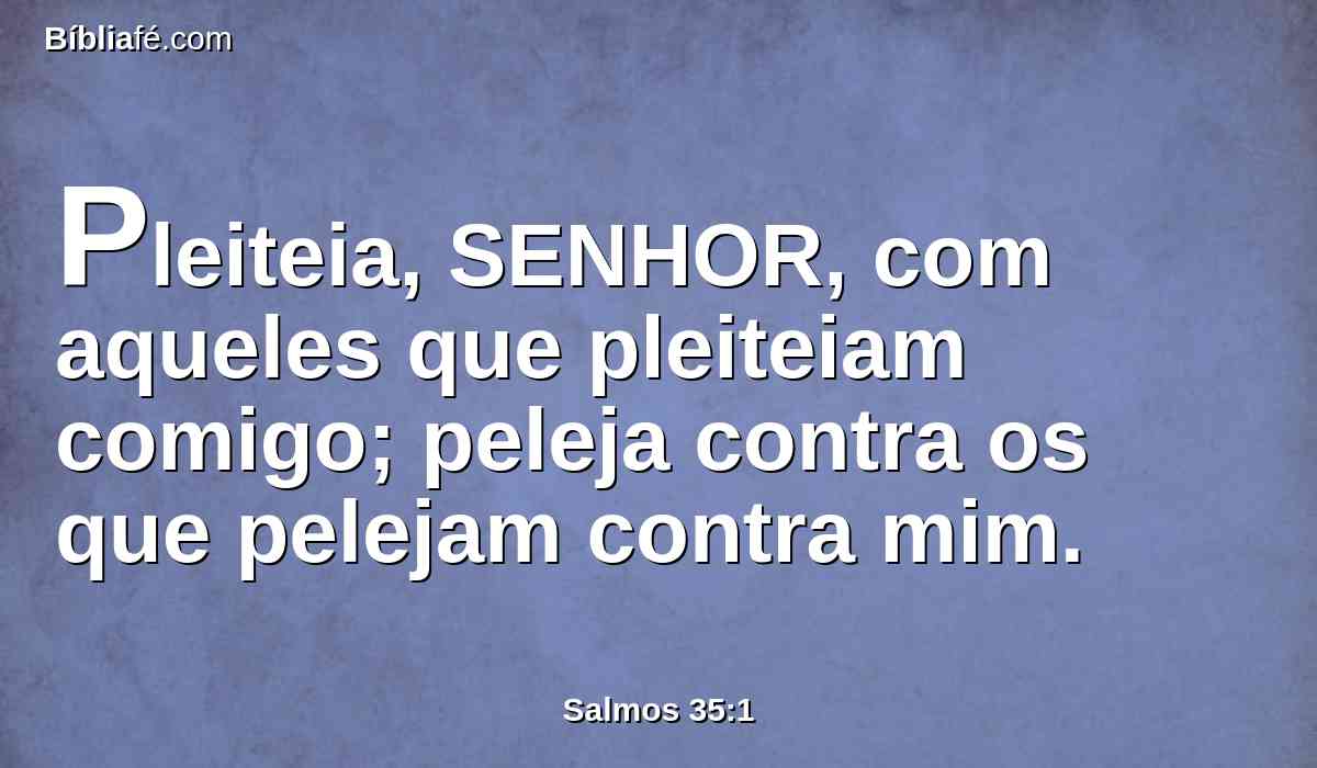 Pleiteia, SENHOR, com aqueles que pleiteiam comigo; peleja contra os que pelejam contra mim.