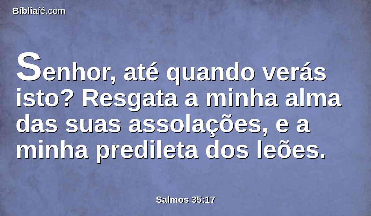 Senhor, até quando verás isto? Resgata a minha alma das suas assolações, e a minha predileta dos leões.