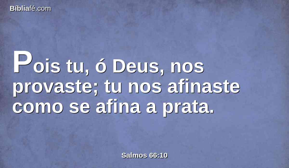 Pois tu, ó Deus, nos provaste; tu nos afinaste como se afina a prata.
