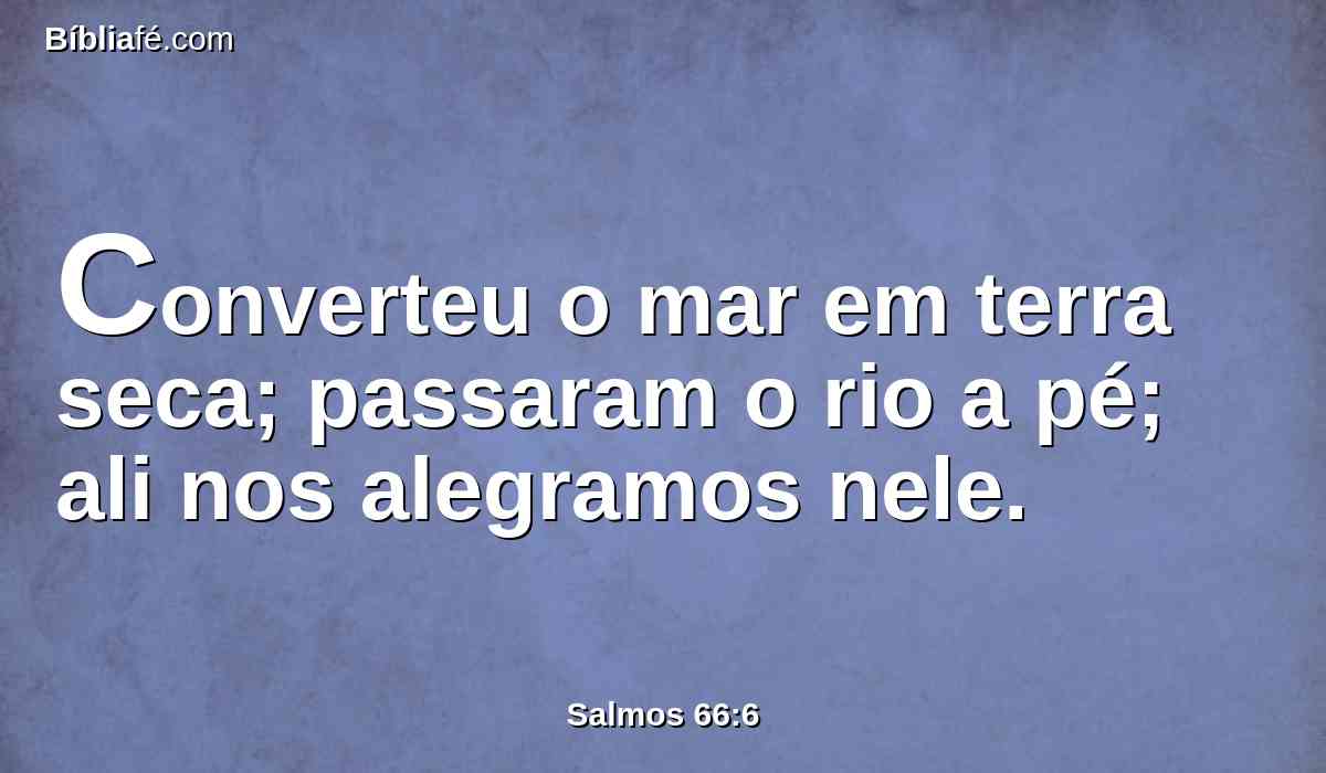 Converteu o mar em terra seca; passaram o rio a pé; ali nos alegramos nele.