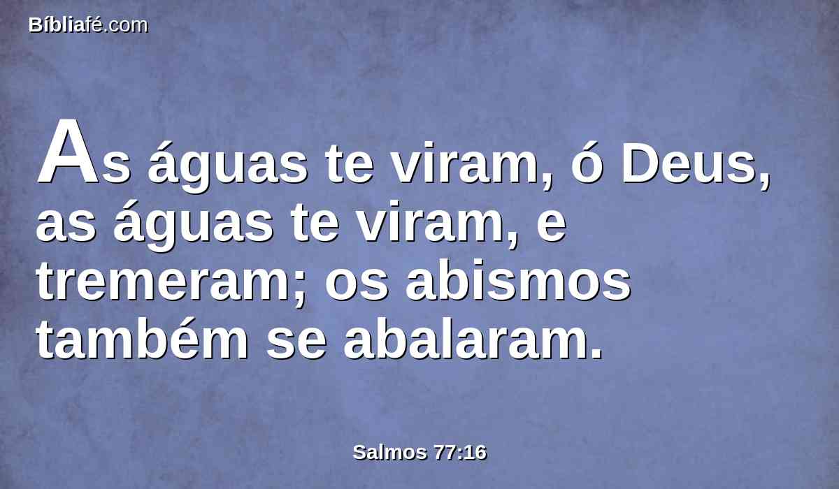 As águas te viram, ó Deus, as águas te viram, e tremeram; os abismos também se abalaram.