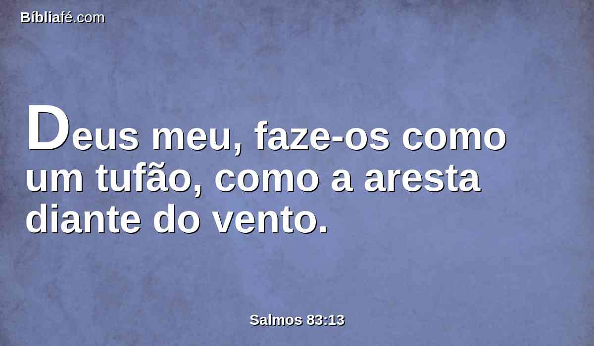 Deus meu, faze-os como um tufão, como a aresta diante do vento.