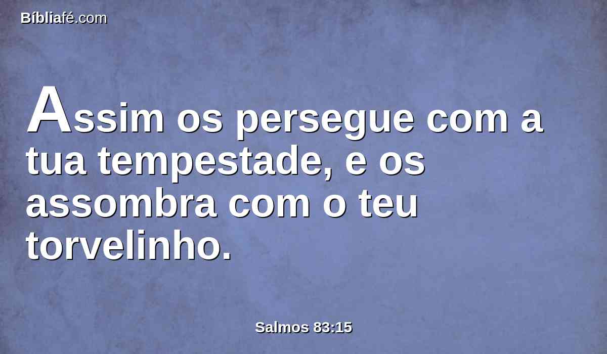 Assim os persegue com a tua tempestade, e os assombra com o teu torvelinho.