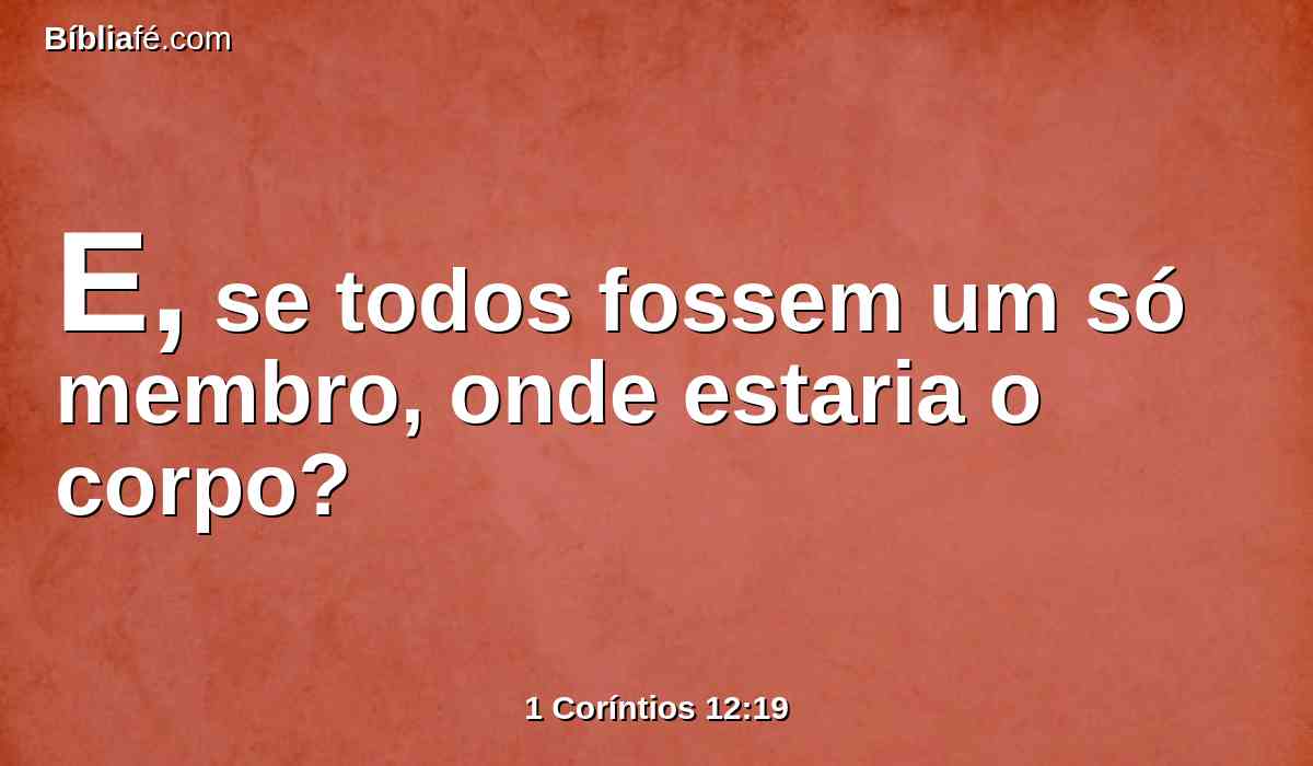 E, se todos fossem um só membro, onde estaria o corpo?