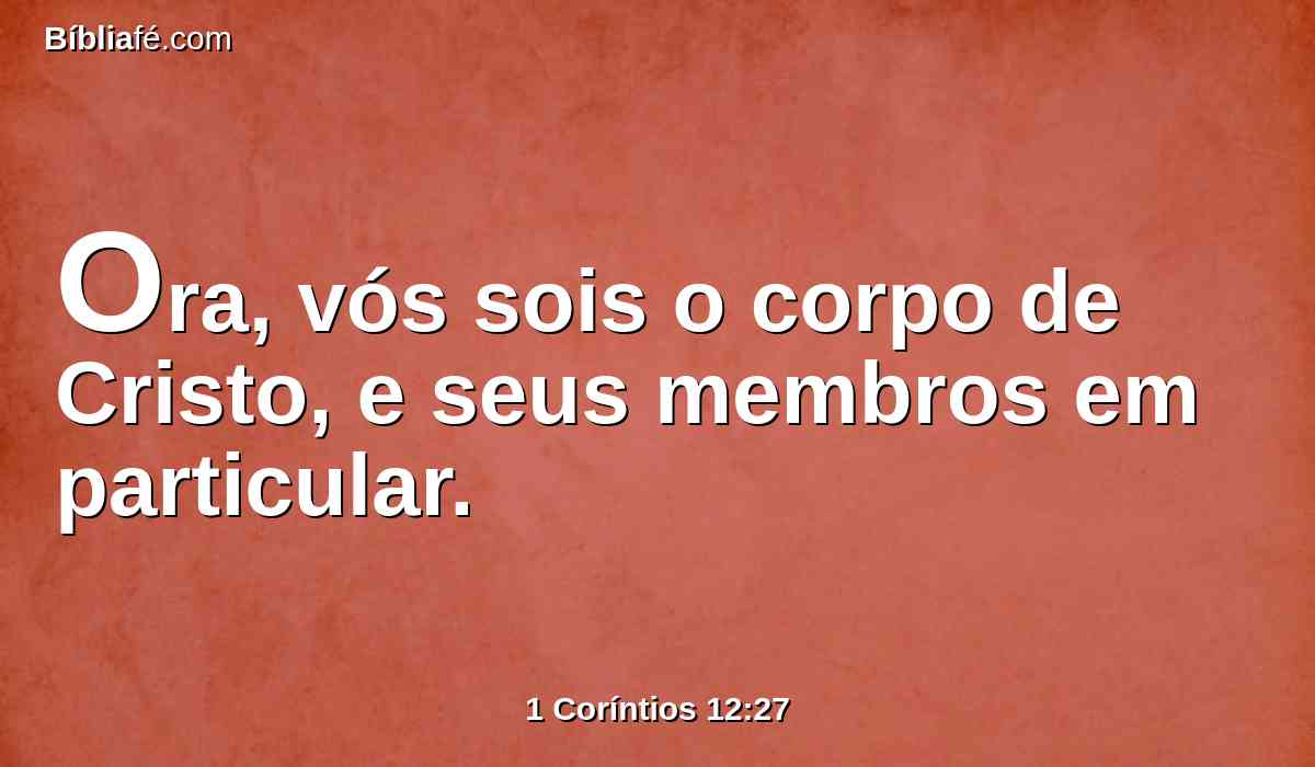 Ora, vós sois o corpo de Cristo, e seus membros em particular.