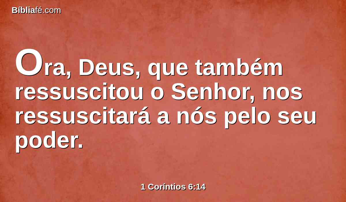 Ora, Deus, que também ressuscitou o Senhor, nos ressuscitará a nós pelo seu poder.