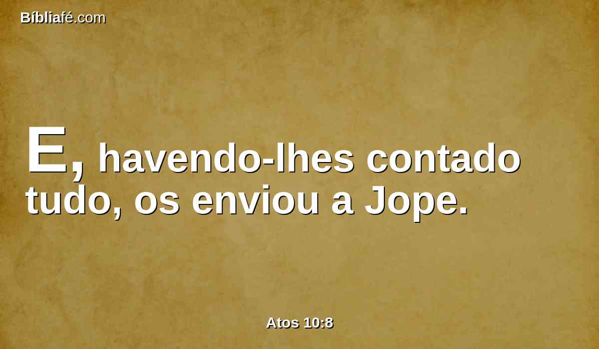 E, havendo-lhes contado tudo, os enviou a Jope.