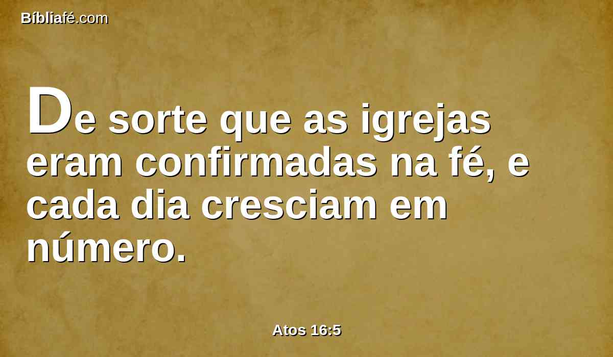 De sorte que as igrejas eram confirmadas na fé, e cada dia cresciam em número.