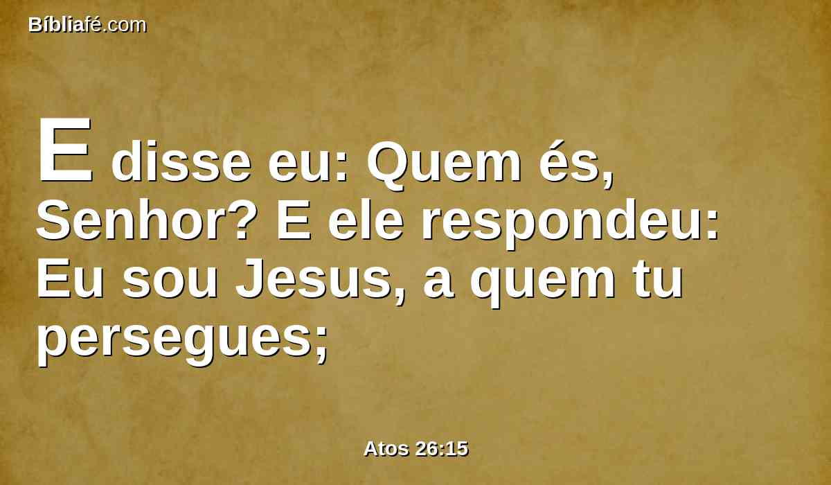 E disse eu: Quem és, Senhor? E ele respondeu: Eu sou Jesus, a quem tu persegues;