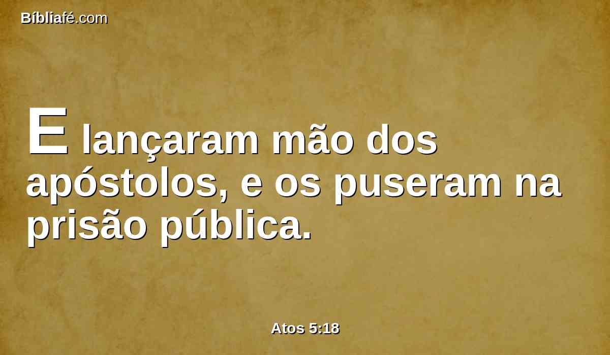 E lançaram mão dos apóstolos, e os puseram na prisão pública.