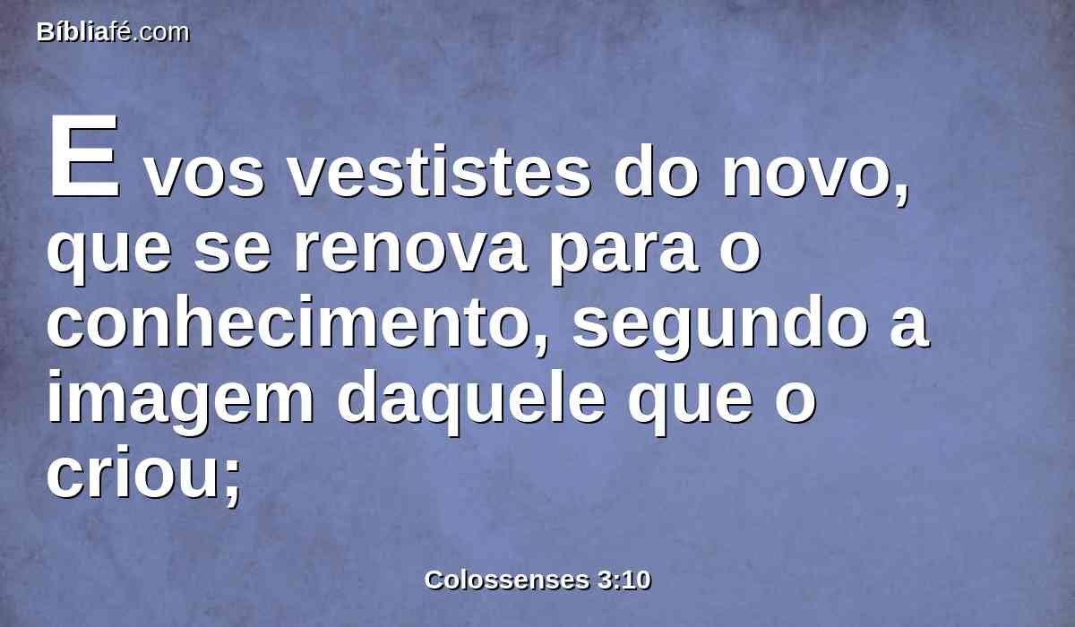 E vos vestistes do novo, que se renova para o conhecimento, segundo a imagem daquele que o criou;