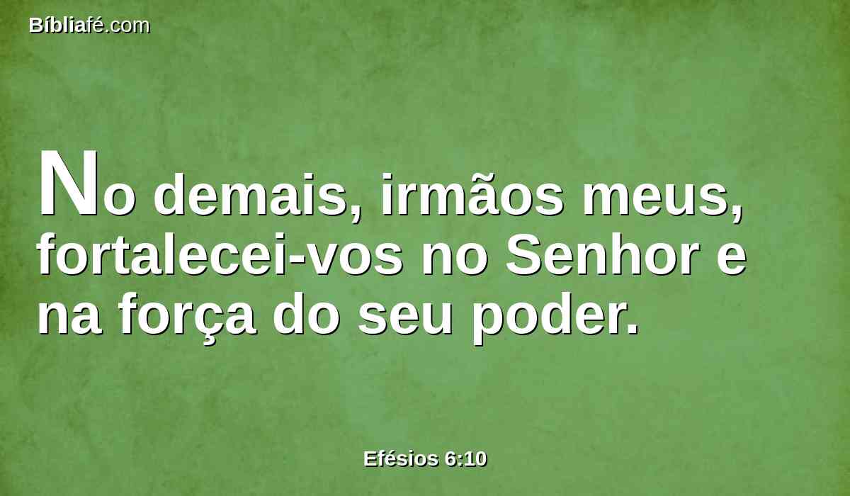 No demais, irmãos meus, fortalecei-vos no Senhor e na força do seu poder.