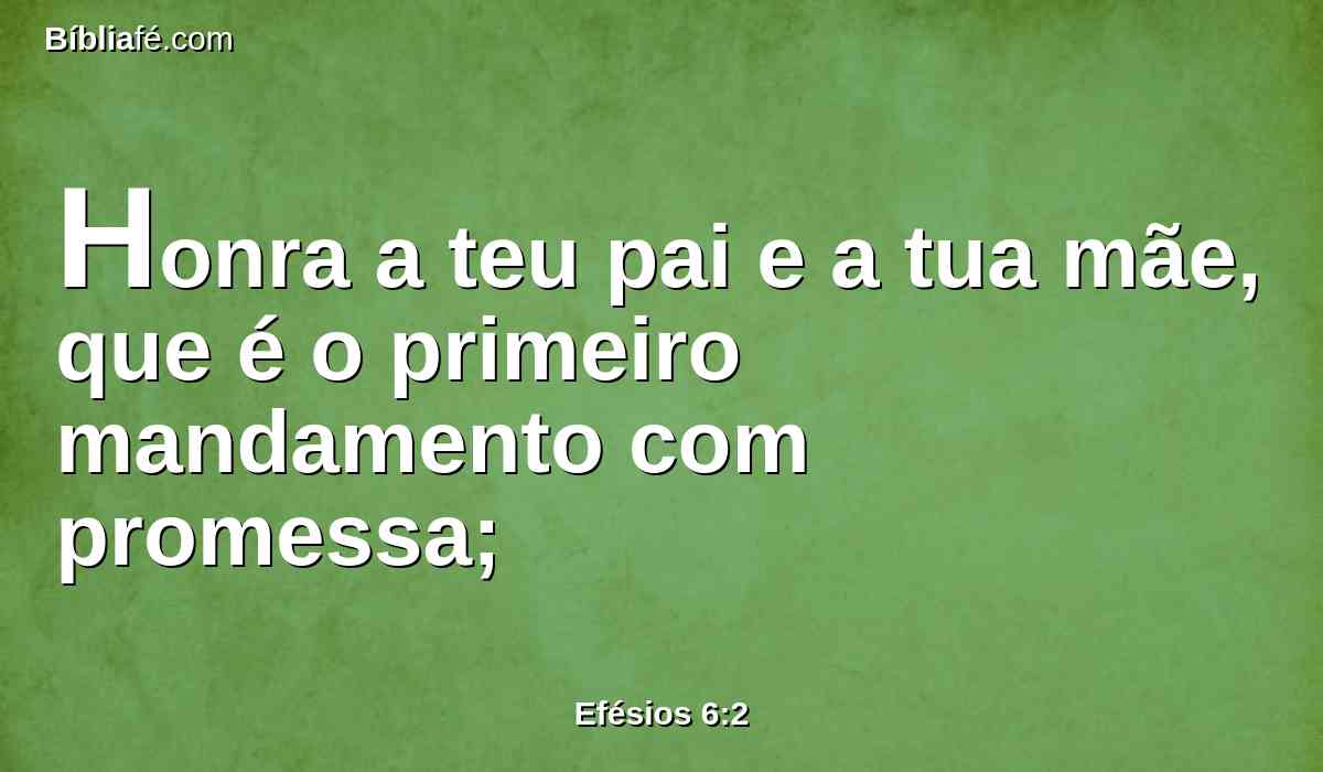 Honra a teu pai e a tua mãe, que é o primeiro mandamento com promessa;