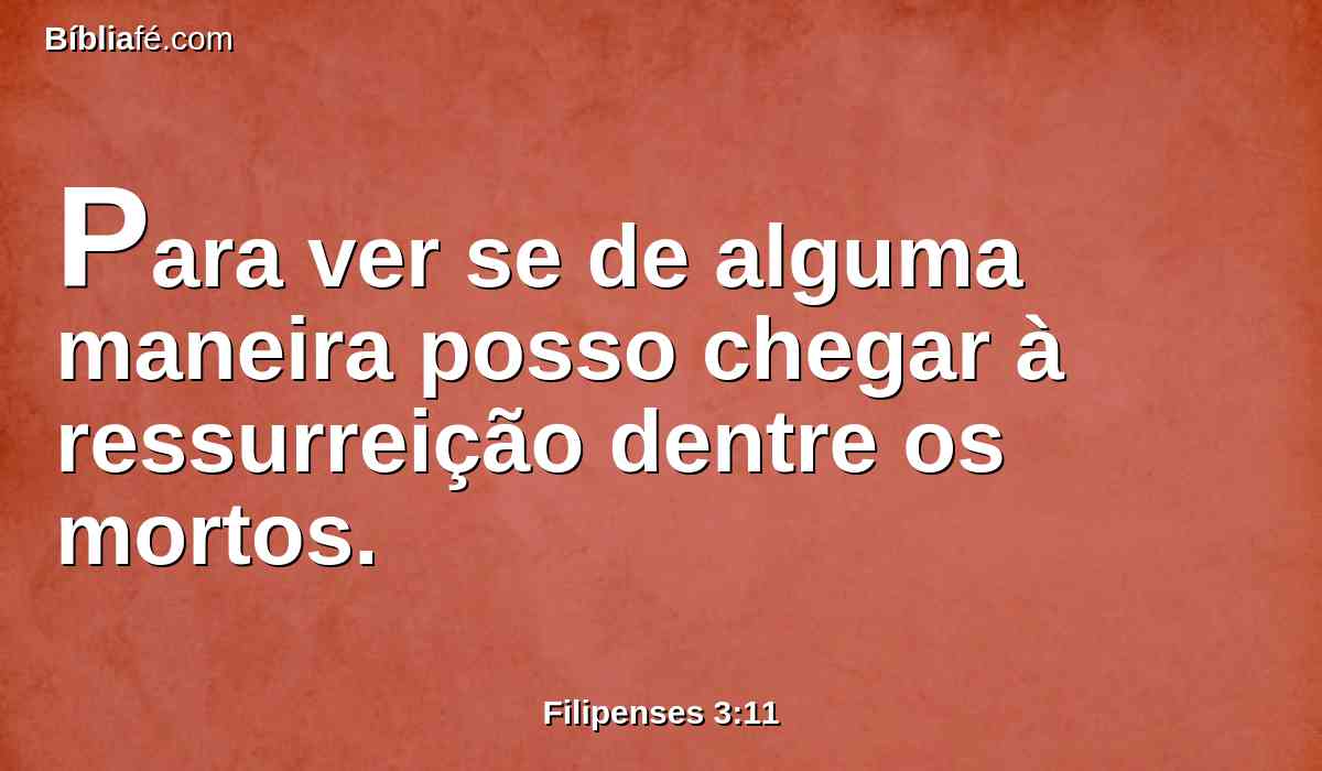 Para ver se de alguma maneira posso chegar à ressurreição dentre os mortos.
