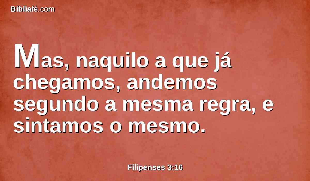 Mas, naquilo a que já chegamos, andemos segundo a mesma regra, e sintamos o mesmo.