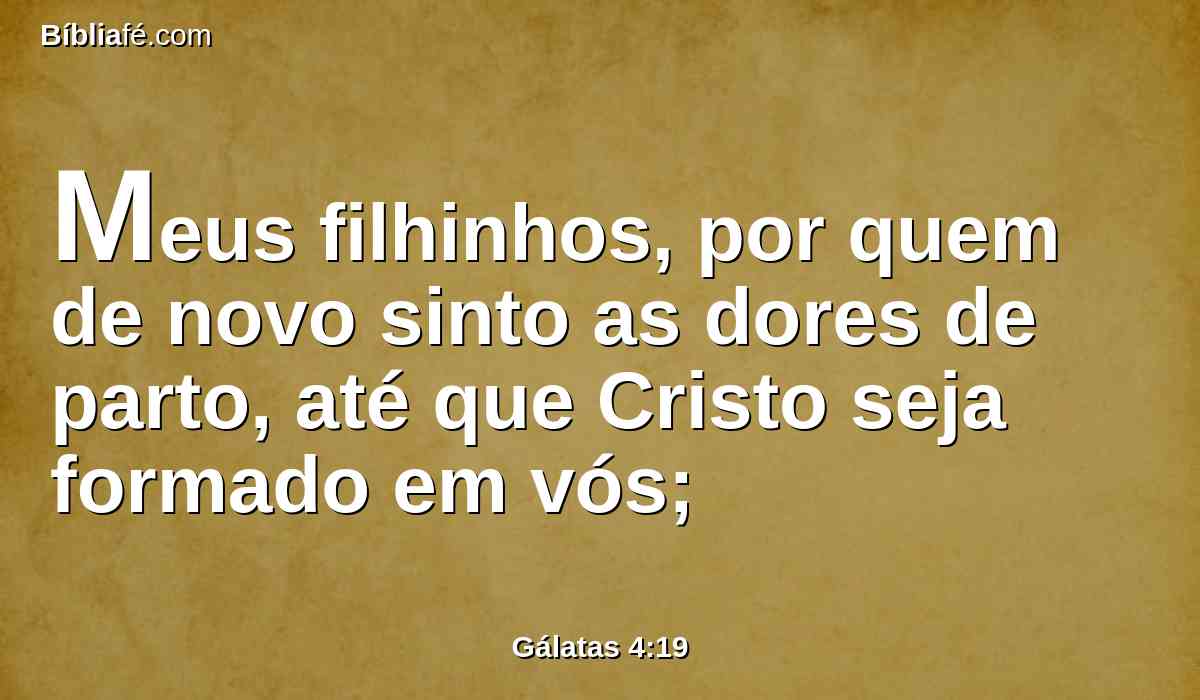 Meus filhinhos, por quem de novo sinto as dores de parto, até que Cristo seja formado em vós;