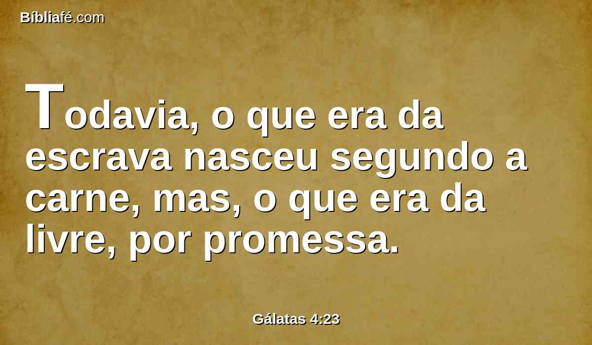 Todavia, o que era da escrava nasceu segundo a carne, mas, o que era da livre, por promessa.