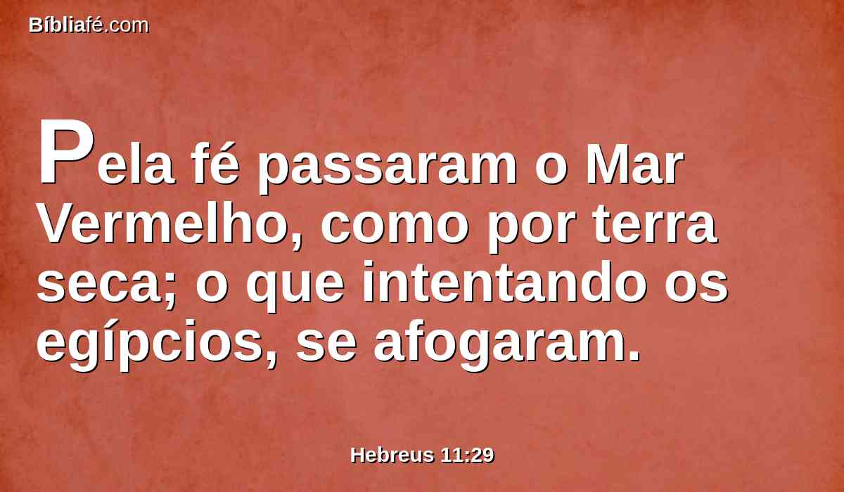 Pela fé passaram o Mar Vermelho, como por terra seca; o que intentando os egípcios, se afogaram.