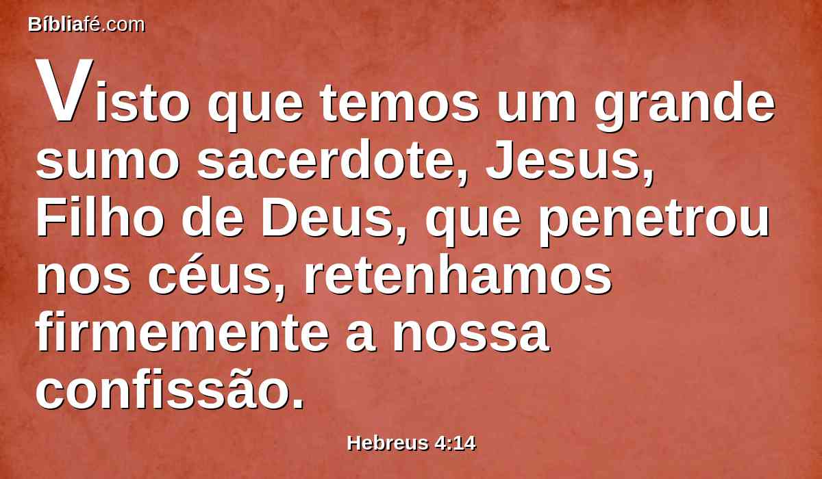 Visto que temos um grande sumo sacerdote, Jesus, Filho de Deus, que penetrou nos céus, retenhamos firmemente a nossa confissão.