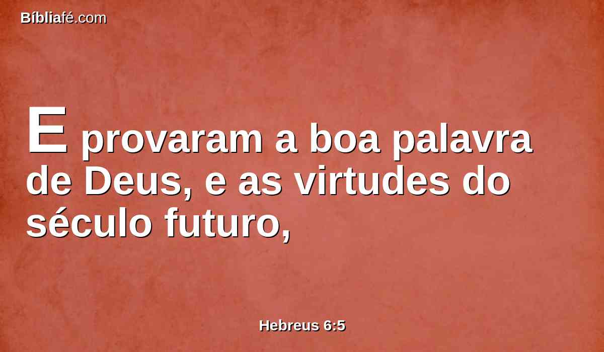 E provaram a boa palavra de Deus, e as virtudes do século futuro,