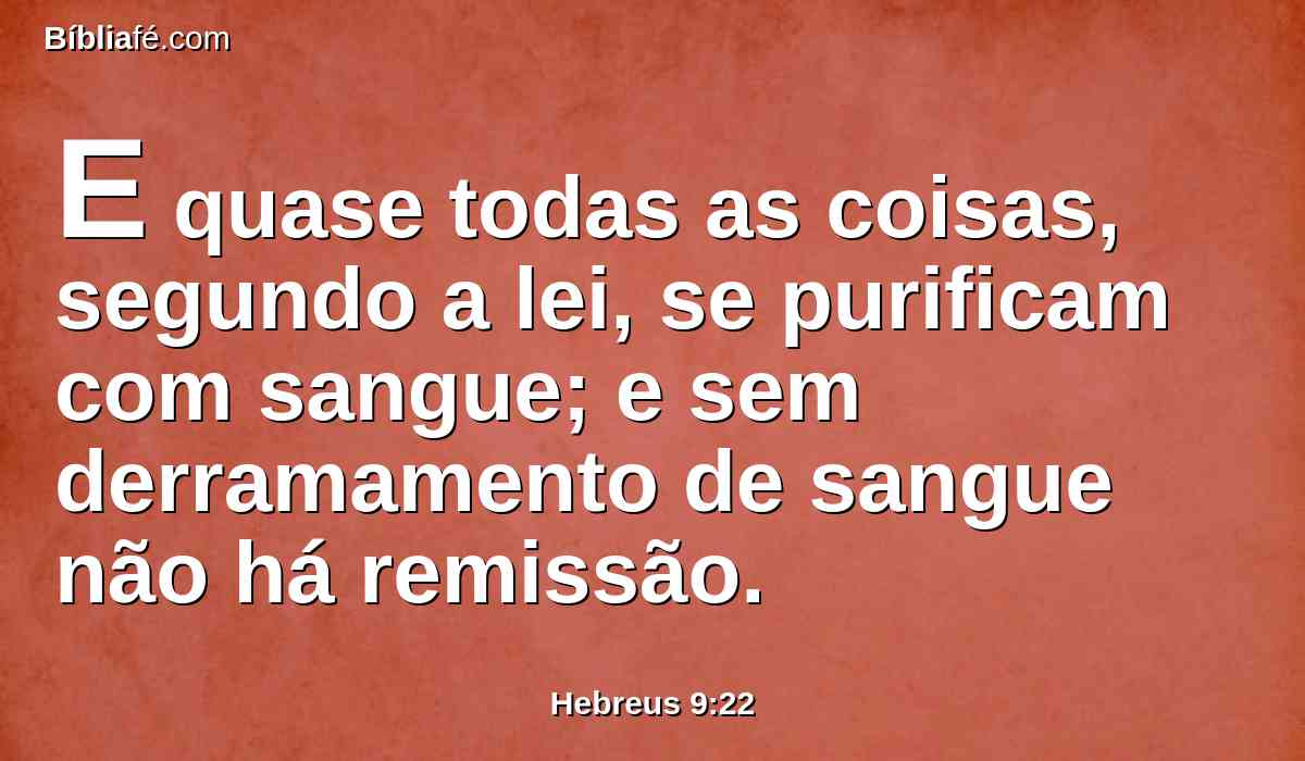 E quase todas as coisas, segundo a lei, se purificam com sangue; e sem derramamento de sangue não há remissão.