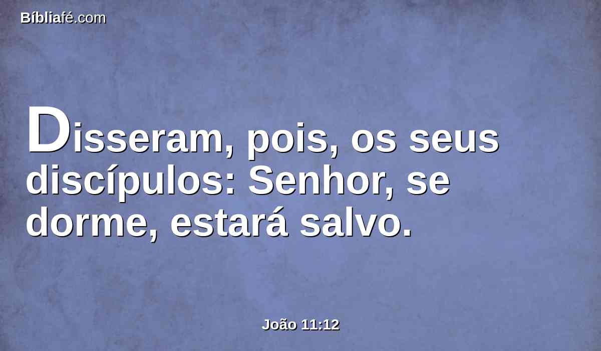 Disseram, pois, os seus discípulos: Senhor, se dorme, estará salvo.