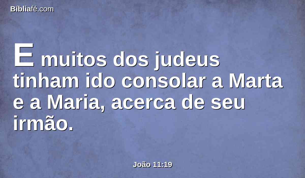 E muitos dos judeus tinham ido consolar a Marta e a Maria, acerca de seu irmão.