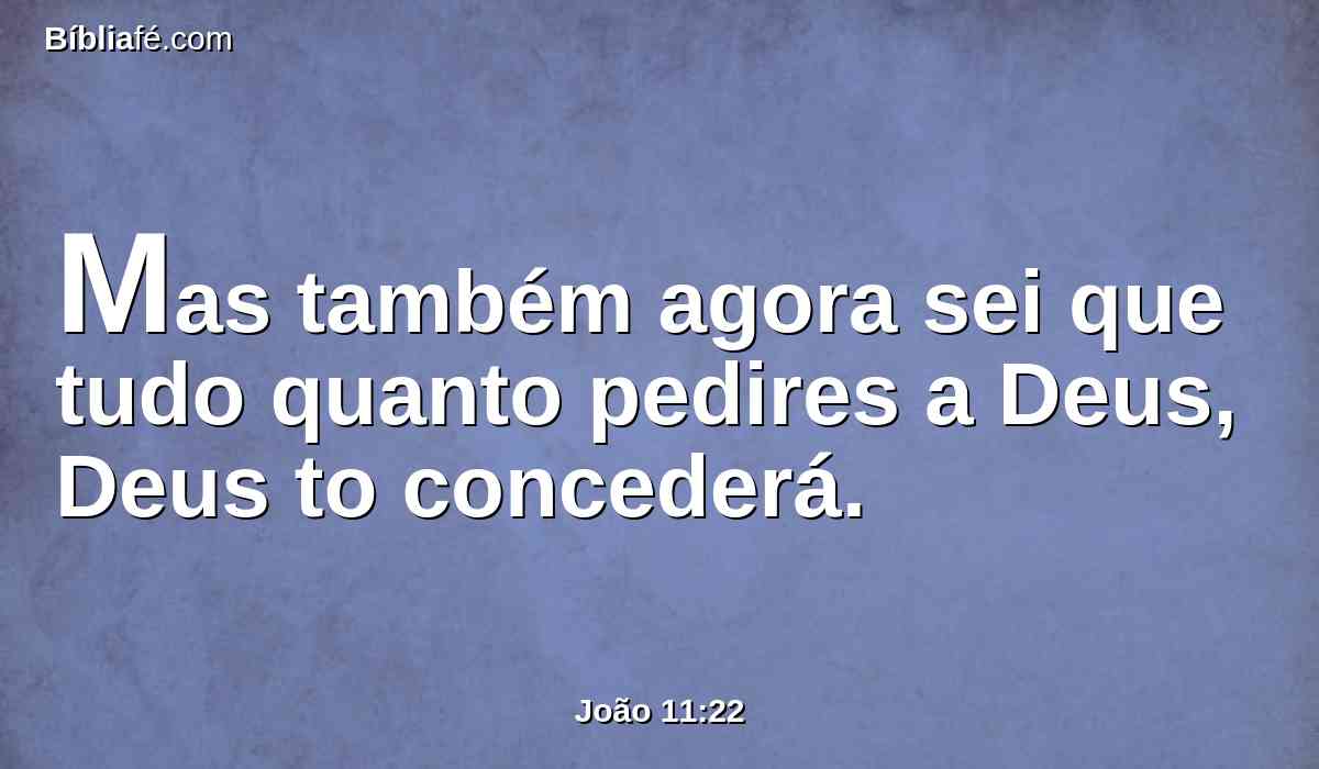 Mas também agora sei que tudo quanto pedires a Deus, Deus to concederá.