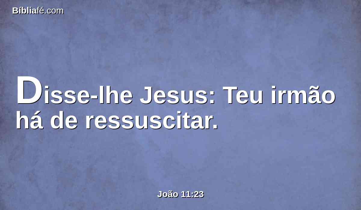 Disse-lhe Jesus: Teu irmão há de ressuscitar.
