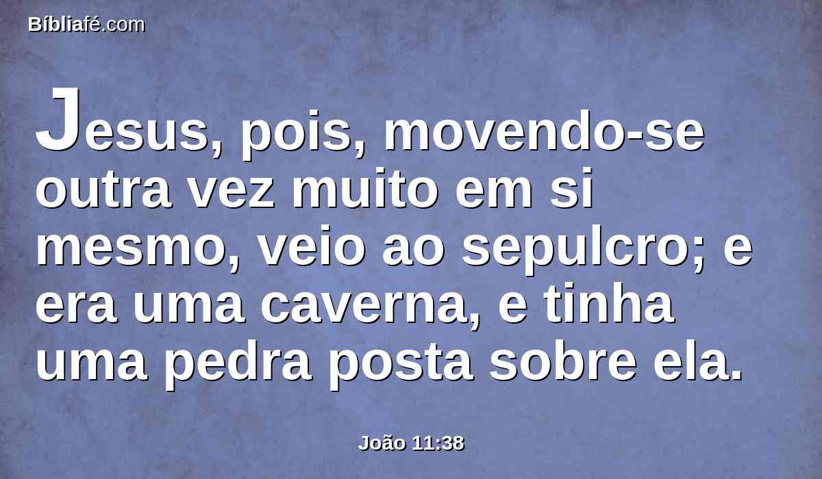 Jesus, pois, movendo-se outra vez muito em si mesmo, veio ao sepulcro; e era uma caverna, e tinha uma pedra posta sobre ela.