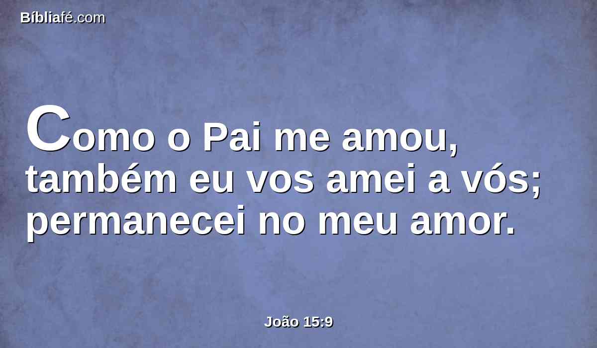 Como o Pai me amou, também eu vos amei a vós; permanecei no meu amor.