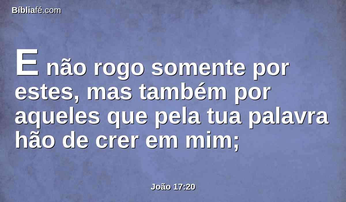 E não rogo somente por estes, mas também por aqueles que pela tua palavra hão de crer em mim;